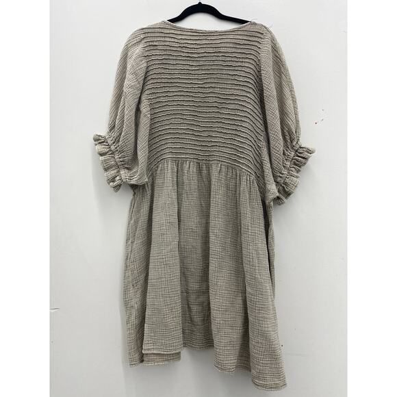 Three Bird Nest Grey Cotton Gauze oversized babydoll dress size medium - Picture 4 of 5
